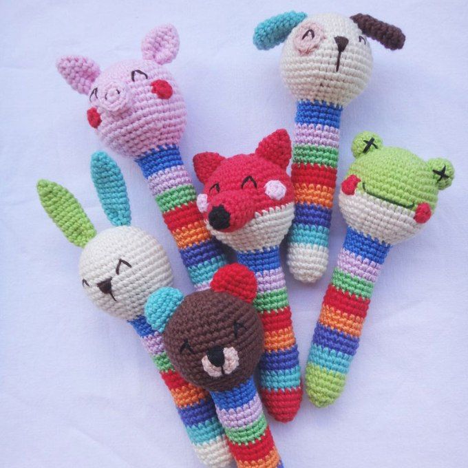 To crochet animals you will need:
Cotton yarn of necessary colours
3.0 mm crochet hook
Stuffing
Small plastic capsules with beads inside
Embroidery floss (black colour)
Crochet animal baby ...